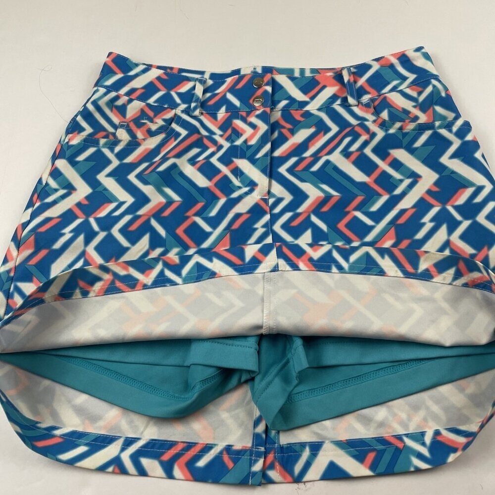 Slazenger Golf Skort Women’s 0 Blue Multicolored Abstract Print 5 Pockets - Picture 3 of 12